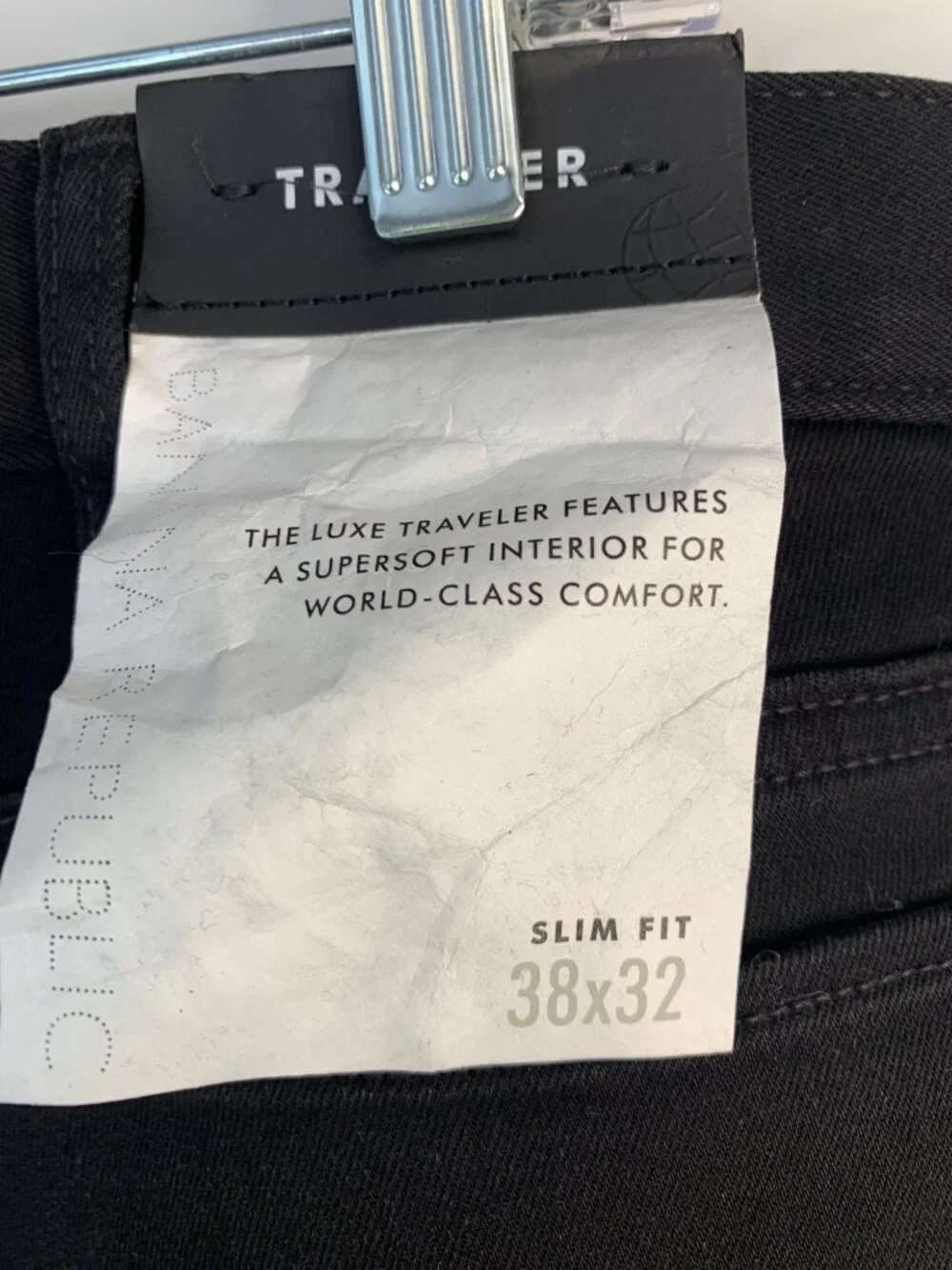 Banana Republic Traveler Luxe Slim Fit Black Jeans 38x32 Mid Rise NWT $129